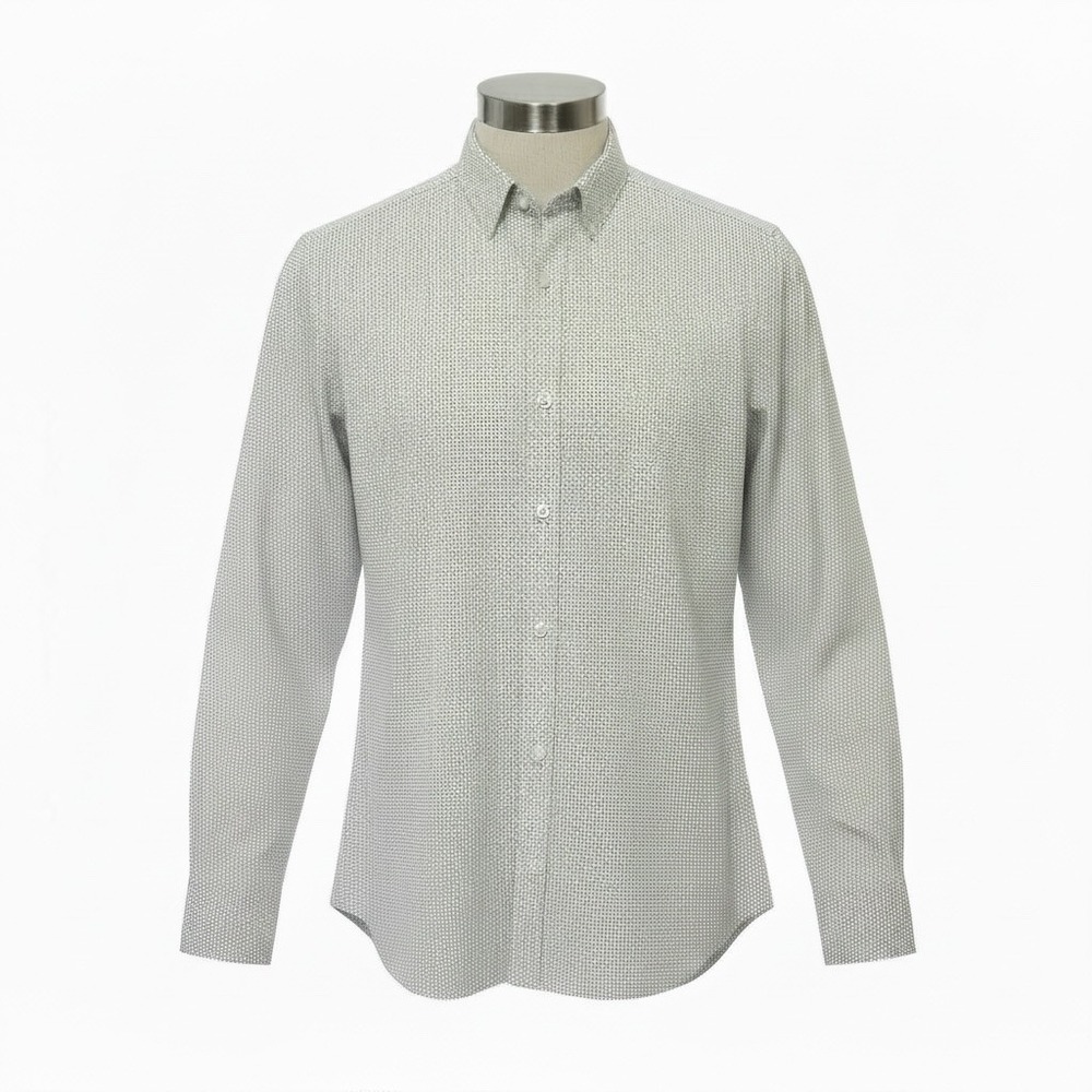 Hugo Boss Slim Fit Shirt Mens XL Grey White Micro Pattern Italian Fabric Turkey